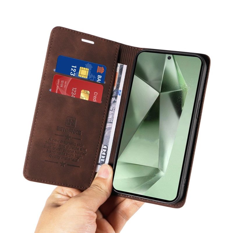 Kožené Puzdro Samsung Galaxy S24 Fe Technológia Blokovania Rfid V Retro Štýle Betopnice