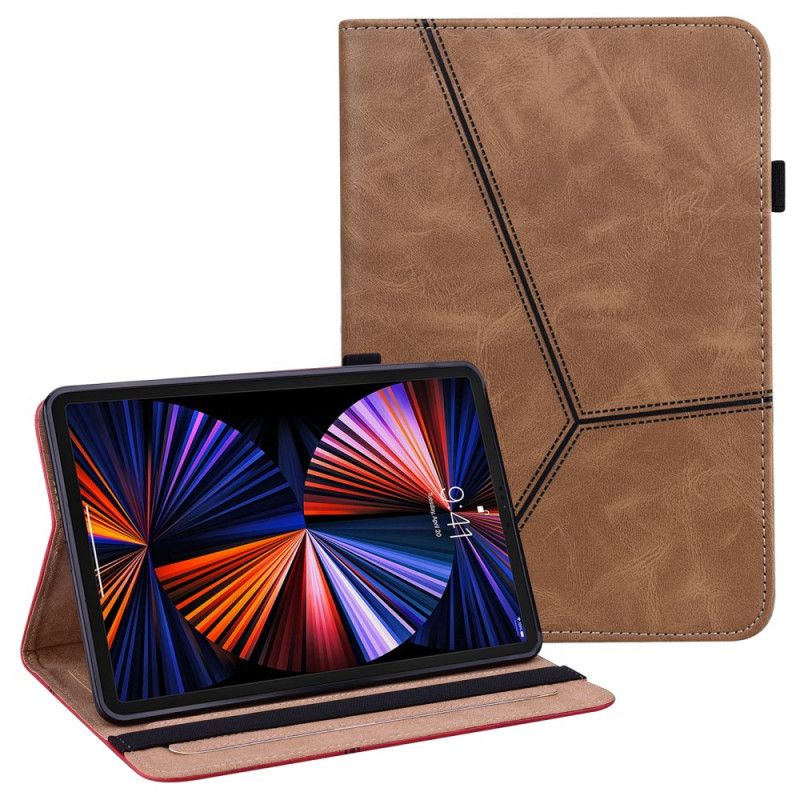 Peňaženkové Kožené Puzdro iPad Pro 12.9" (2022) Geometrické Tvary