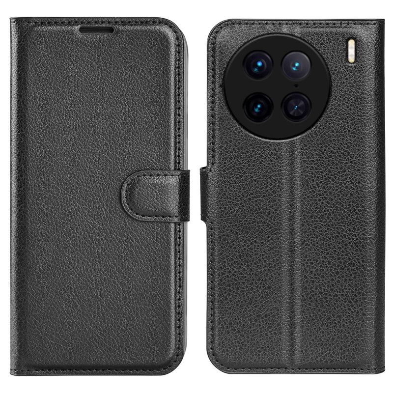 Kožené Puzdro Vivo X90 Pro Klasická Liči Z Umelej Kože
