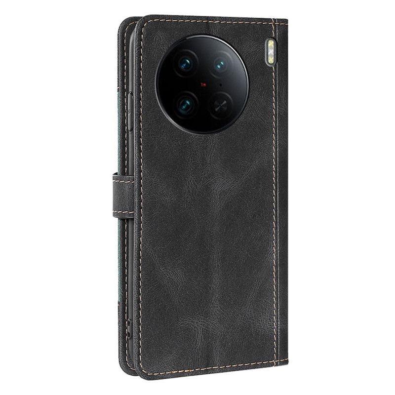 Peňaženkový Kryt Vivo X90 Pro Štýlová Dvojfarebná Umelá Koža