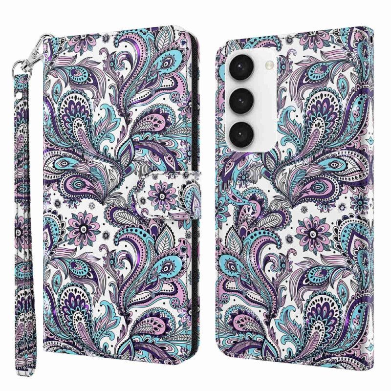 Kožené Puzdro Samsung Galaxy S23 Plus 5G Strappy Paisley Vzor