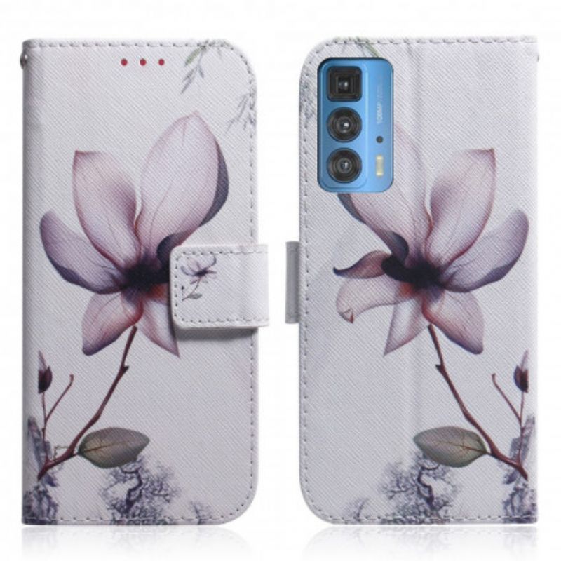 Peňaženkový Kryt Motorola Edge 20 Pro Kvet Dusty Pink