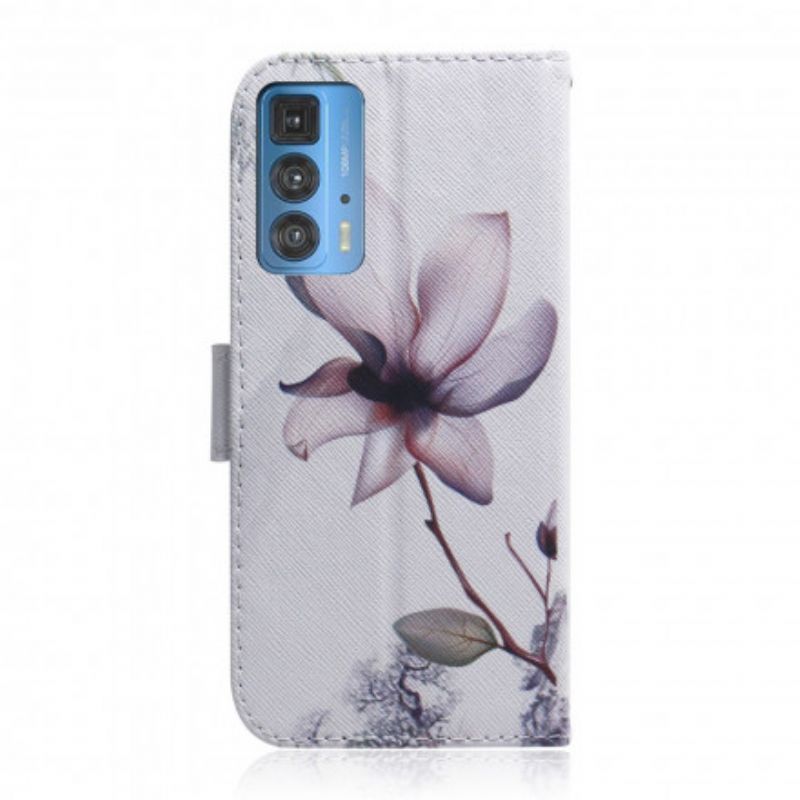 Peňaženkový Kryt Motorola Edge 20 Pro Kvet Dusty Pink