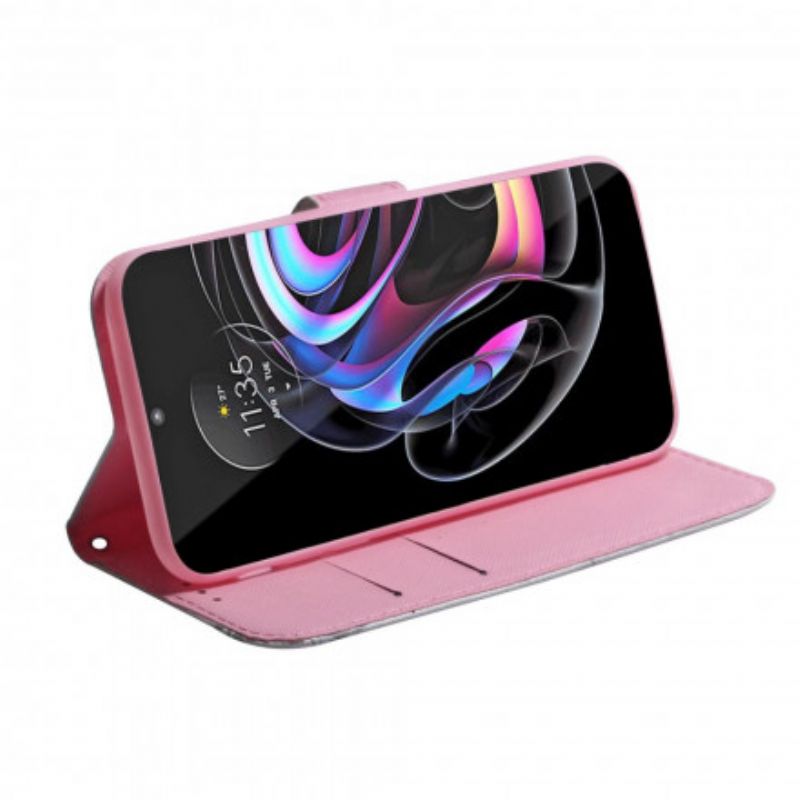 Peňaženkový Kryt Motorola Edge 20 Pro Kvet Dusty Pink