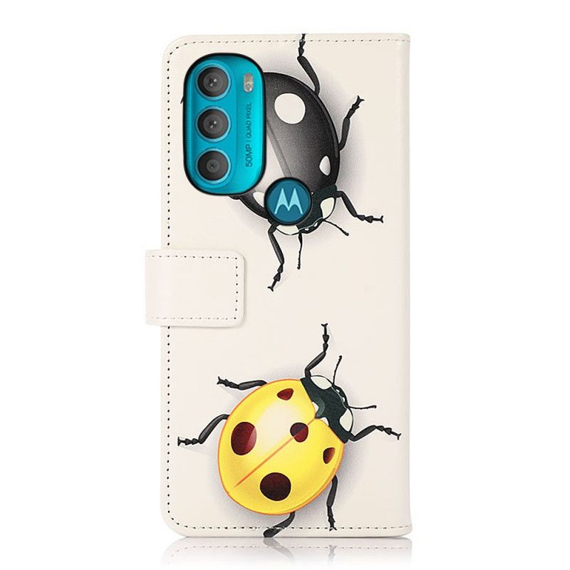 Kožené Puzdro Moto G71 5G Lienky