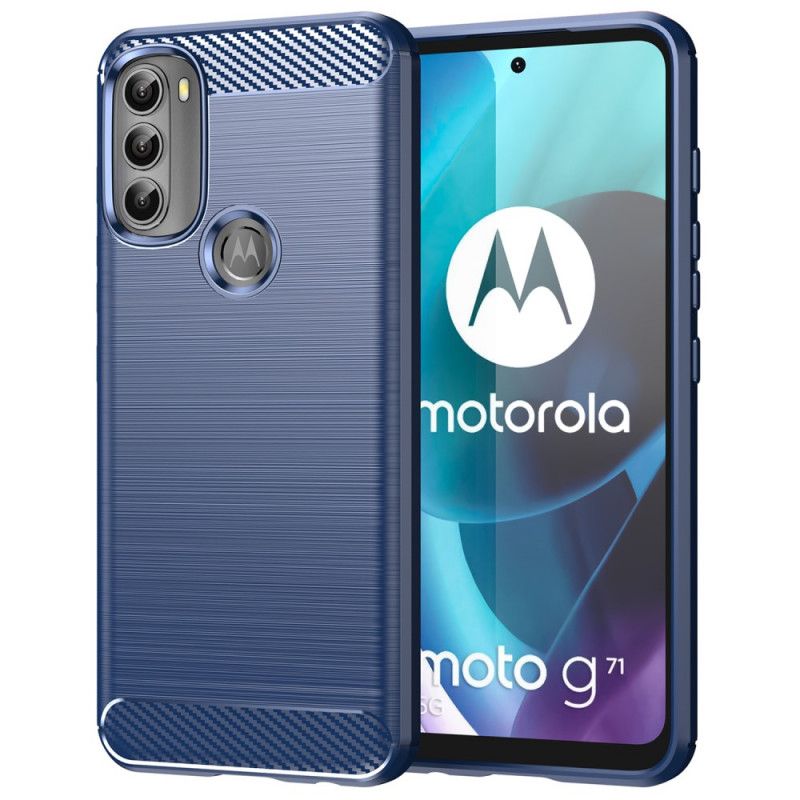Kryt Moto G71 5G Kartáčované Uhlíkové Vlákno