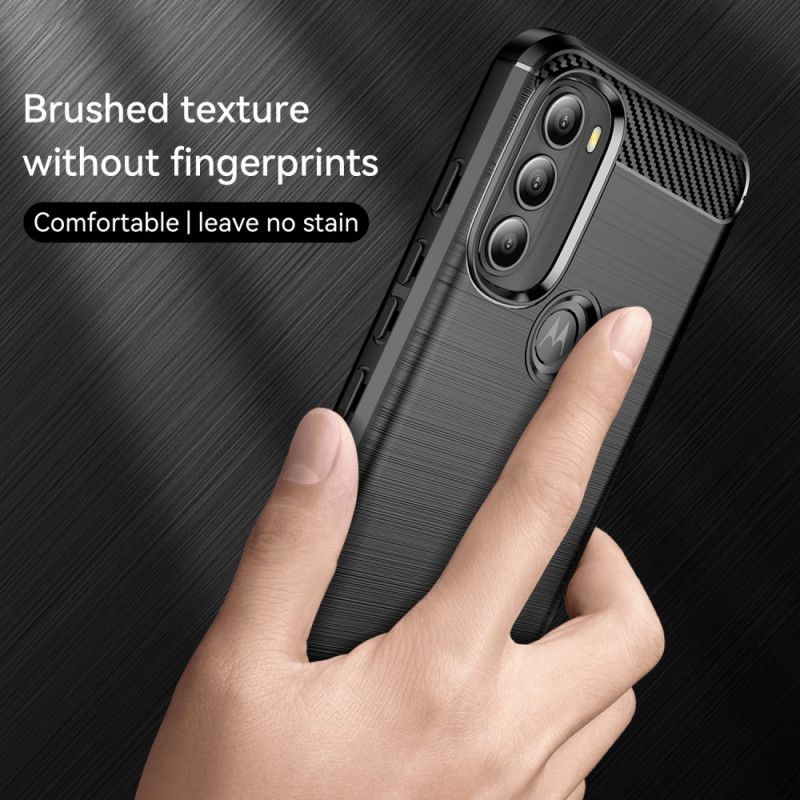 Kryt Moto G71 5G Kartáčované Uhlíkové Vlákno