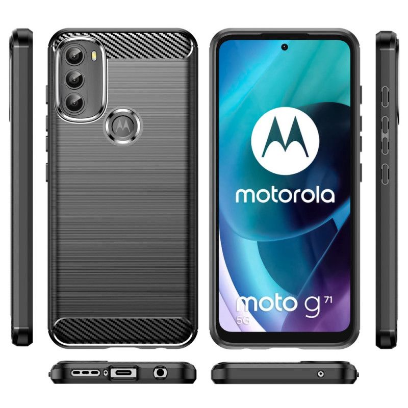 Kryt Moto G71 5G Kartáčované Uhlíkové Vlákno