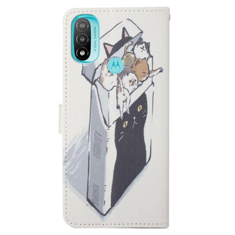 Peňaženkový Kryt Moto G71 5G Doručovacie Tangá Mačky