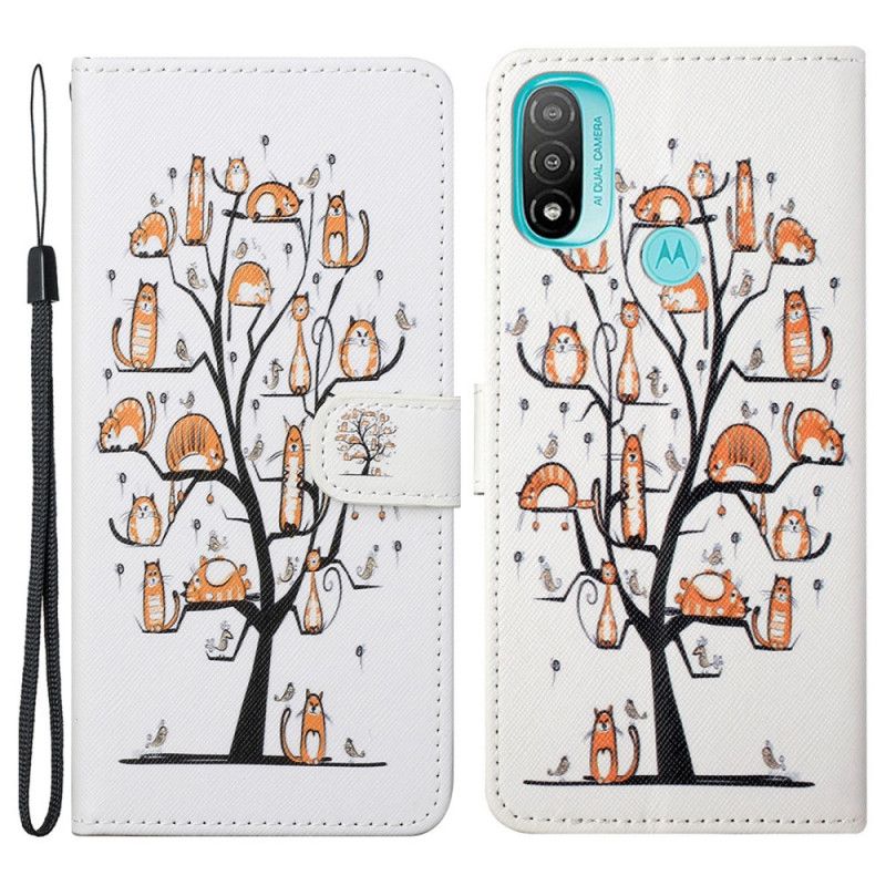 Peňaženkový Kryt Moto G71 5G Funky Mačky S Popruhom