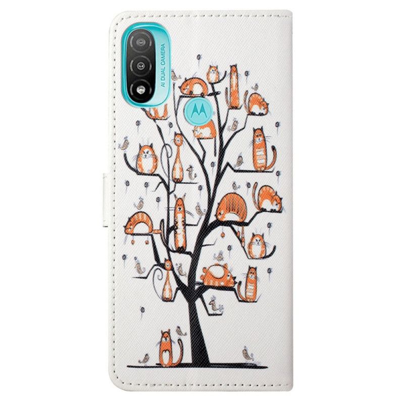 Peňaženkový Kryt Moto G71 5G Funky Mačky S Popruhom