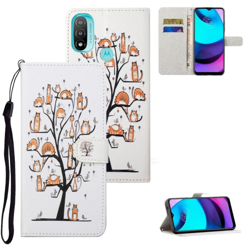 Peňaženkový Kryt Moto G71 5G Funky Mačky S Popruhom