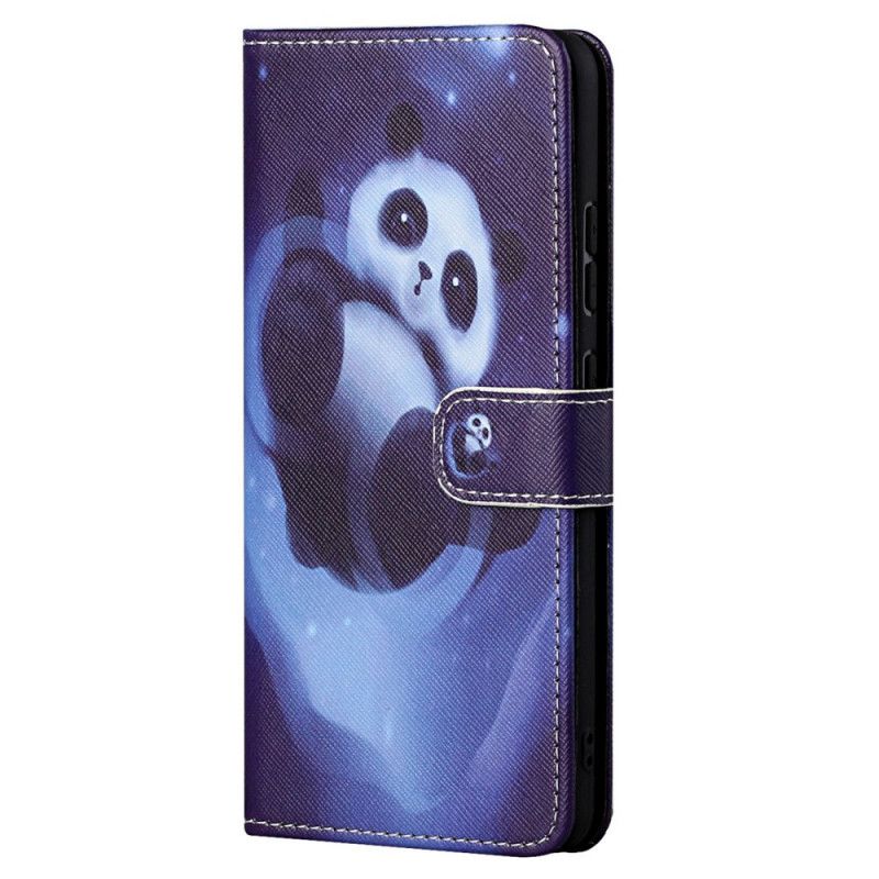 Peňaženkový Kryt Moto G71 5G Panda Space So Šnúrkou