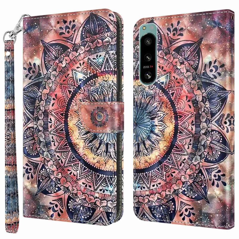 Kožené Puzdro Sony Xperia 5 IV Farebná Strappy Mandala