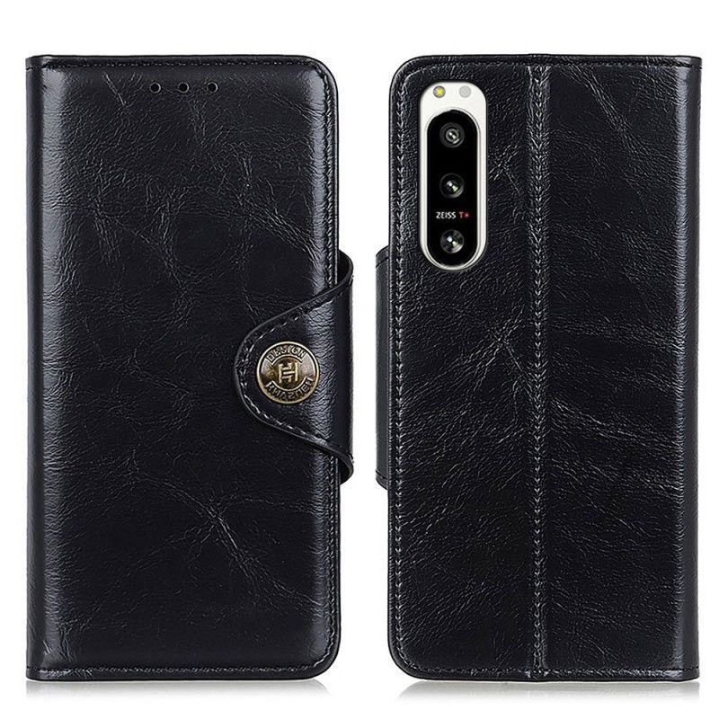 Kožené Puzdro Sony Xperia 5 IV Zapínacie Tlačidlo