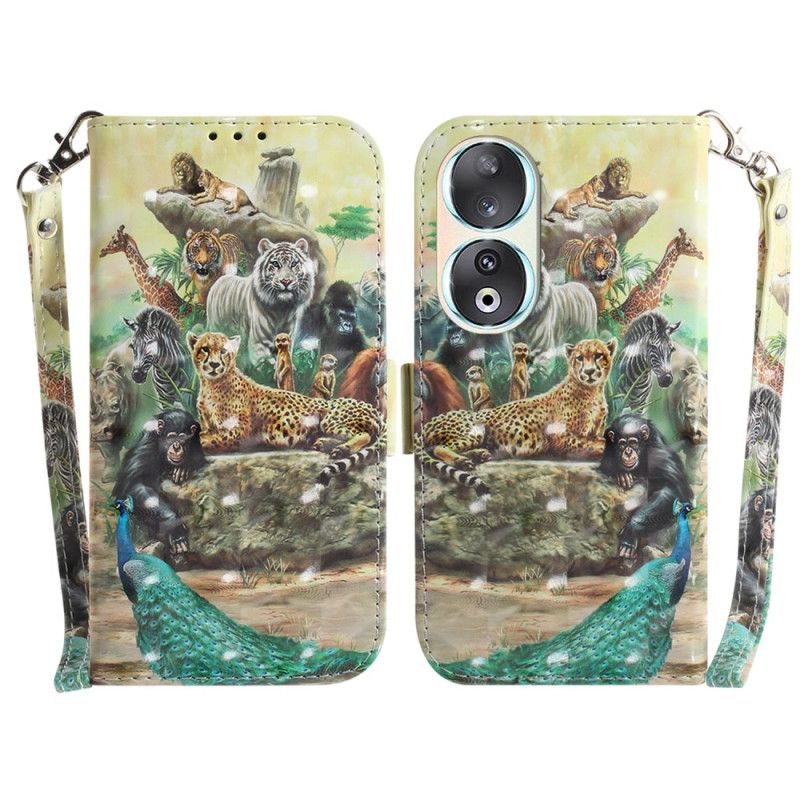 Kožené Puzdro Honor 90 Safari Zvieratká S Popruhom