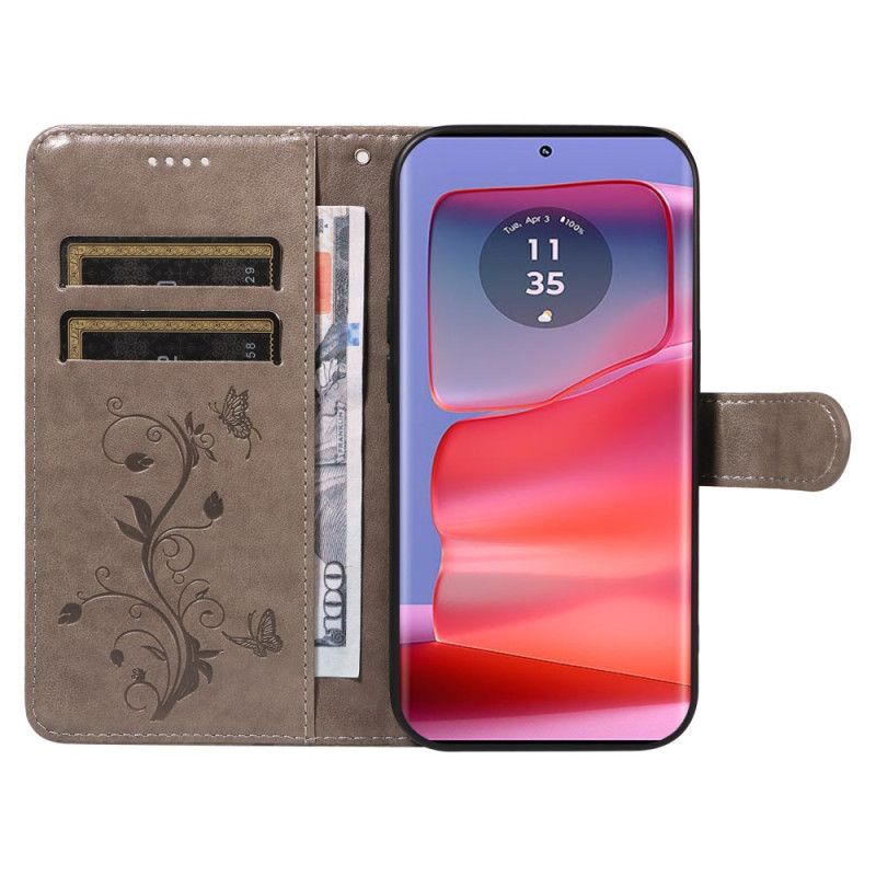 Puzdro Motorola Edge 50 Pro Motýle A Kvety