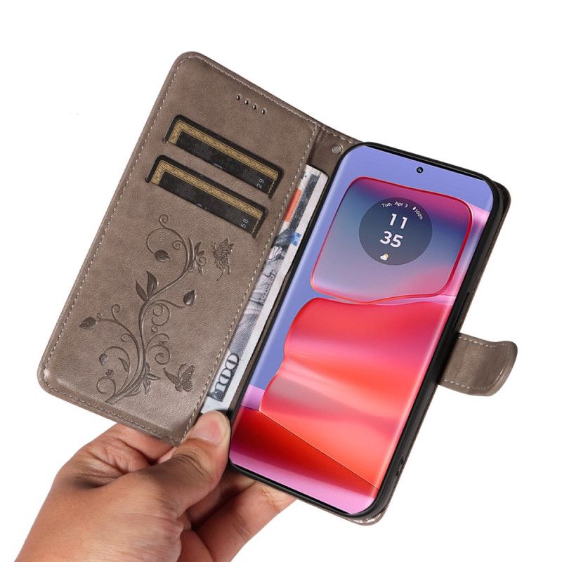 Puzdro Motorola Edge 50 Pro Motýle A Kvety