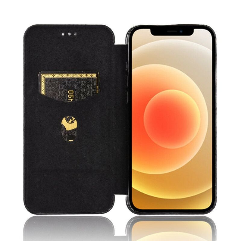 Flipové Puzdro iPhone 13 Mini Kožené Puzdro Uhlíkové Vlákno