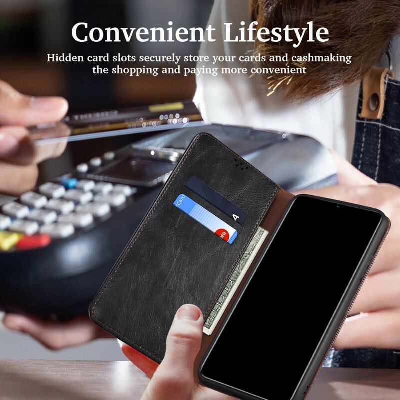 Flipové Puzdro iPhone 13 Mini Kožené Puzdro Voskovaná Umelá Koža