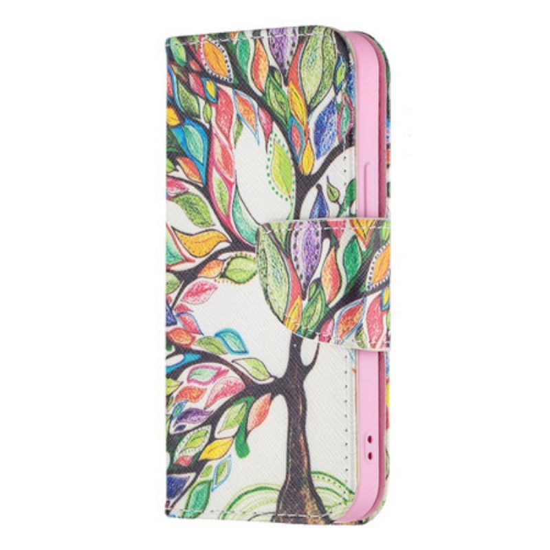 Kožené Puzdro iPhone 13 Mini Farebný Strom