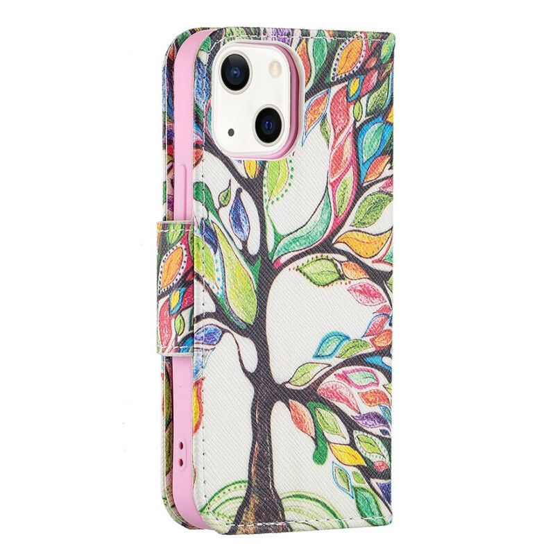 Kožené Puzdro iPhone 13 Mini Farebný Strom