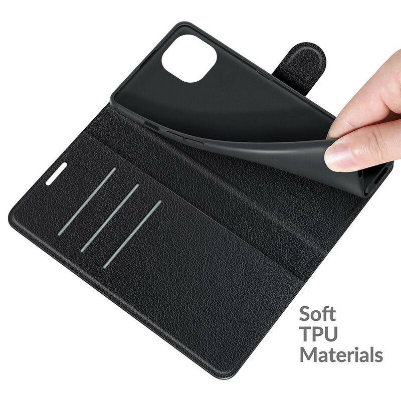 Kožené Puzdro iPhone 13 Mini Klasický Kožený Efekt Litchi