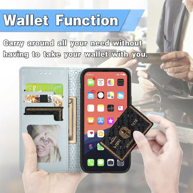 Kožené Puzdro iPhone 13 Mini Kmeňové Listy