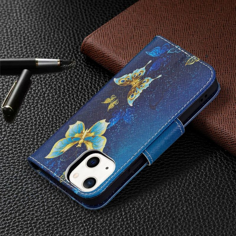 Kožené Puzdro iPhone 13 Mini Motýlí Králi