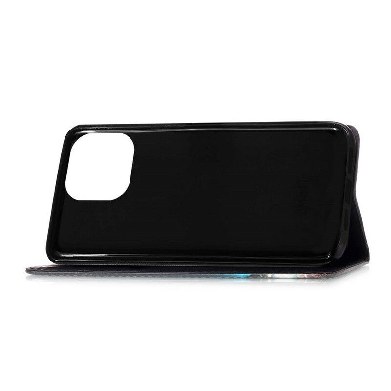 Kožené Puzdro iPhone 13 Mini Zlaté Ruže