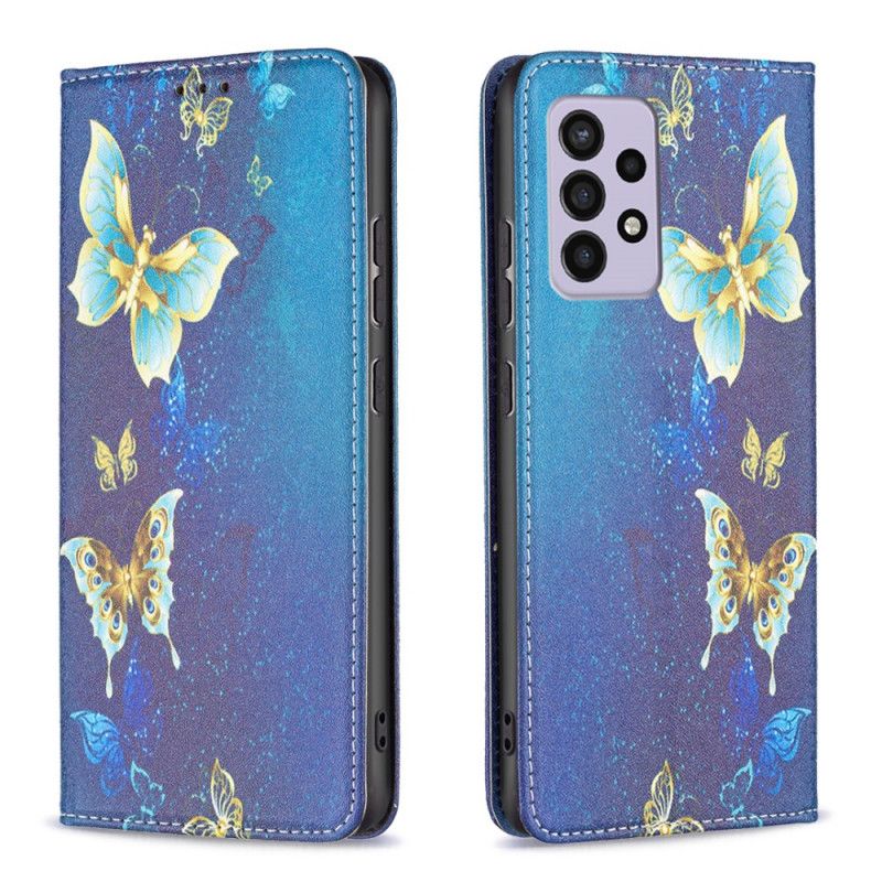 Flipové Puzdro Samsung Galaxy A33 5G Kožené Puzdro Farebné Motýle