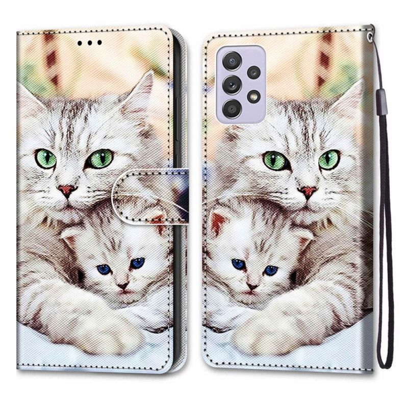 Kožené Puzdro Samsung Galaxy A33 5G Mačacia Rodina