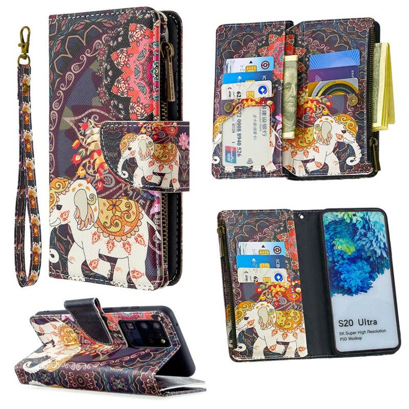 Kožené Puzdro Samsung Galaxy S20 Ultra Vrecko Na Zips Slona