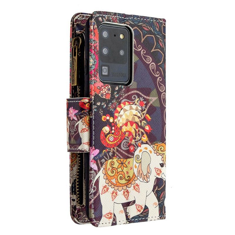 Kožené Puzdro Samsung Galaxy S20 Ultra Vrecko Na Zips Slona