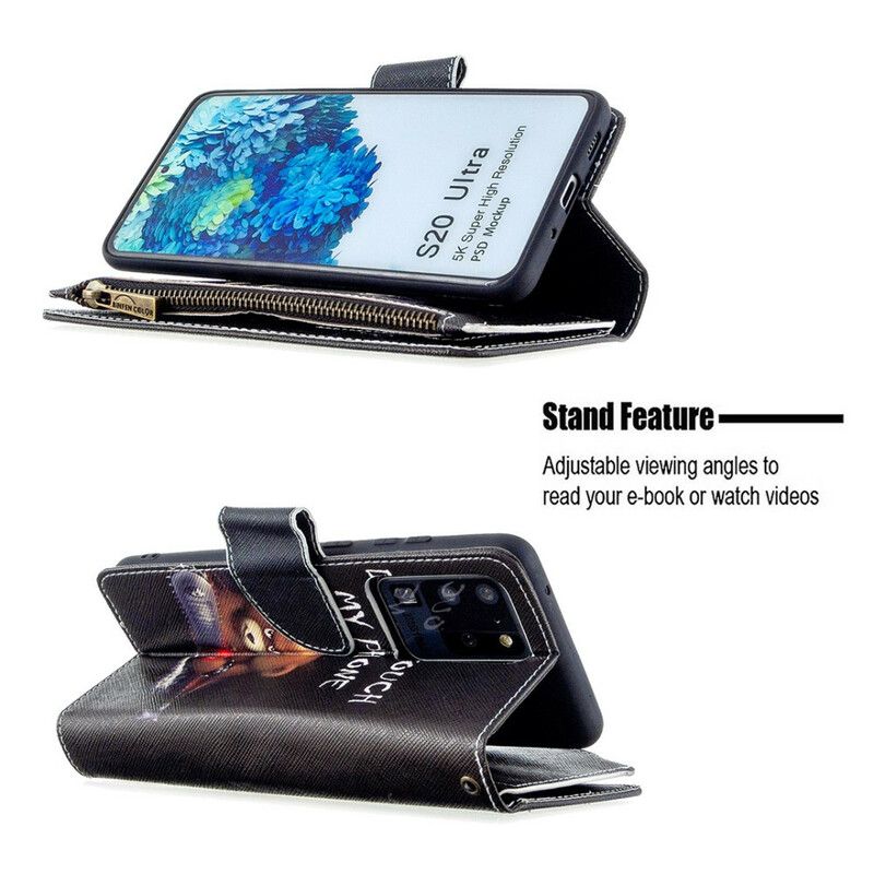 Kožené Puzdro Samsung Galaxy S20 Ultra Vreckový Medveď Na Zips