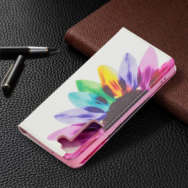 Flipové Puzdro Samsung Galaxy S22 5G Kožené Puzdro Akvarelový Kvet