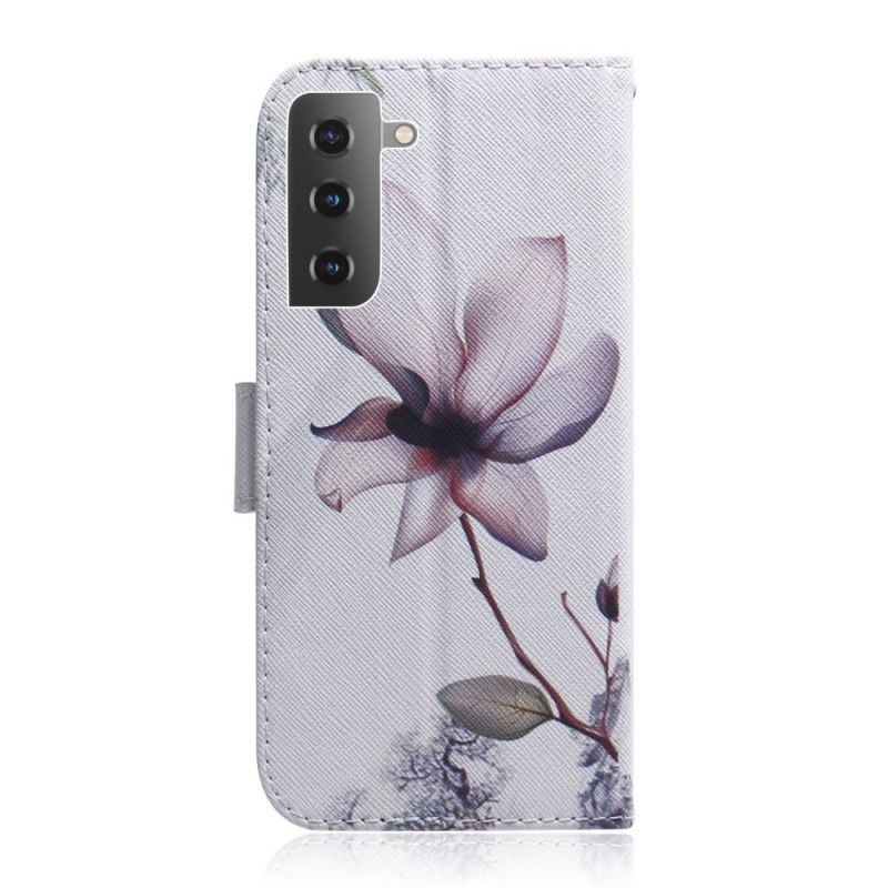 Kožené Puzdro Samsung Galaxy S22 5G Kvet Dusty Pink