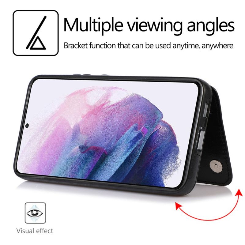 Kryt Samsung Galaxy S22 5G Dizajnový Kožený Stojan Na Karty