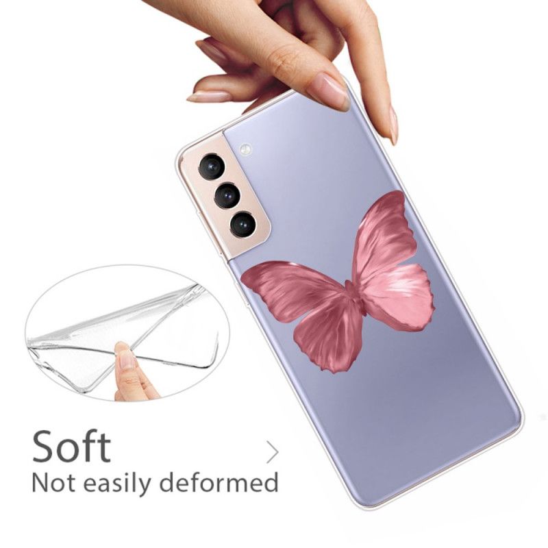Kryt Samsung Galaxy S22 5G Ružová Motýľová Hadica