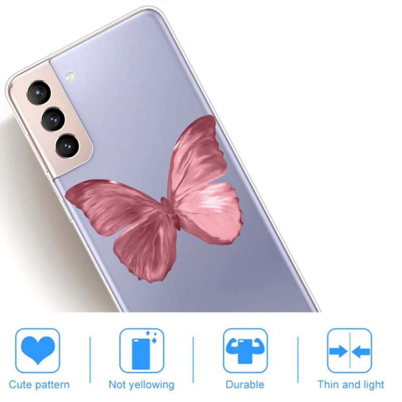 Kryt Samsung Galaxy S22 5G Ružová Motýľová Hadica