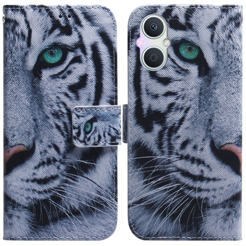 Kožené Puzdro Oppo Reno 8 Lite Biely Tiger