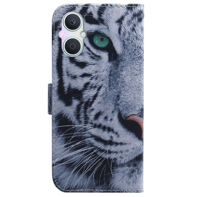 Kožené Puzdro Oppo Reno 8 Lite Biely Tiger