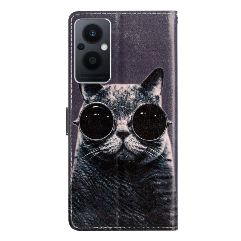 Kožené Puzdro Oppo Reno 8 Lite Okuliare Cat Strappy