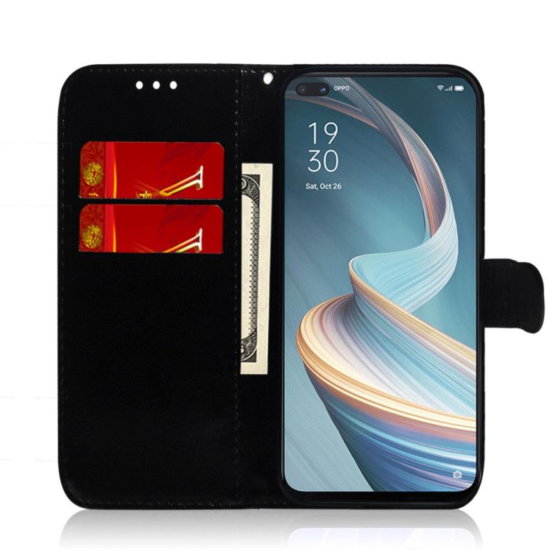 Kožené Puzdro Oppo Reno 8 Lite Umelá Zrkadlová Koža S Remienkom