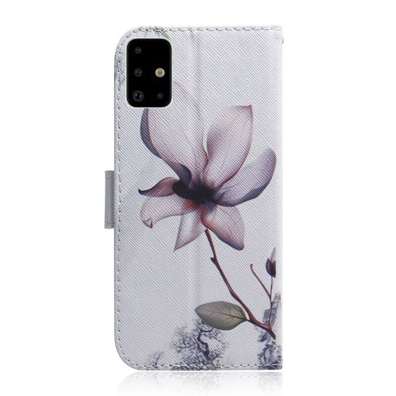 Kožené Puzdro Samsung Galaxy A71 Kvet Dusty Pink