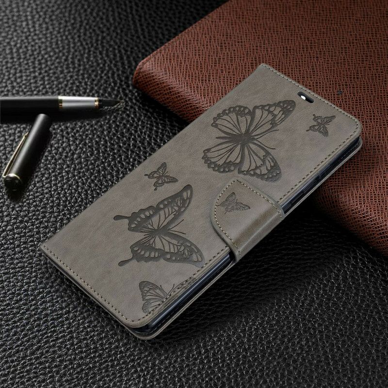Kožené Puzdro Samsung Galaxy A71 Motýle V Lete So Šnúrkou