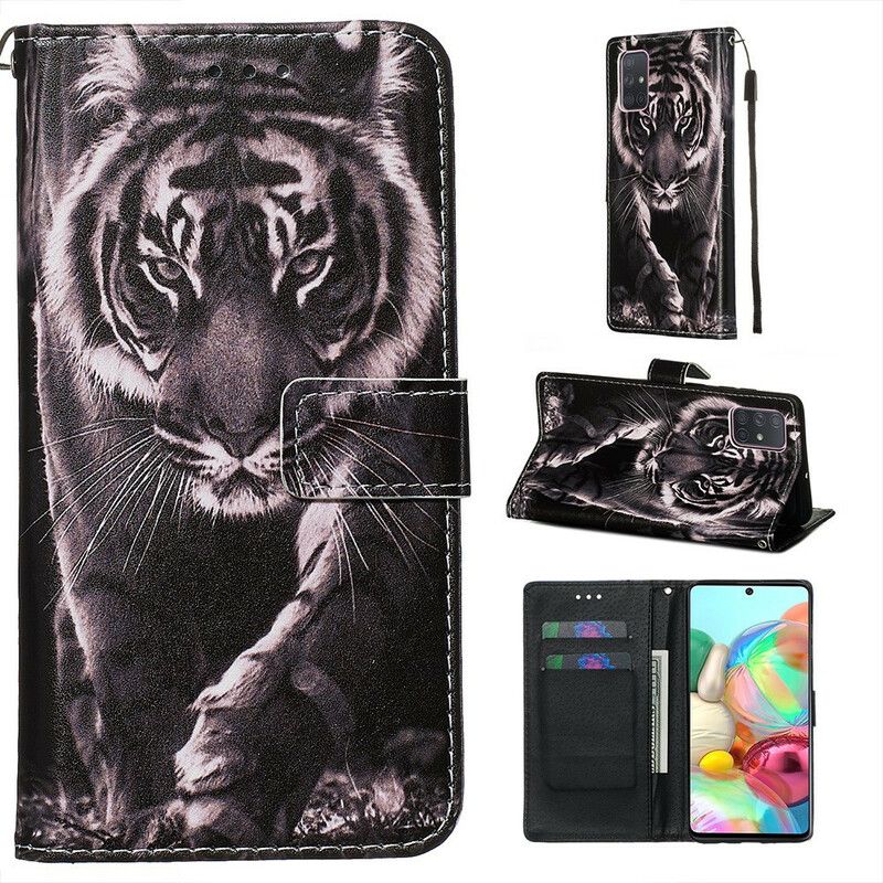 Kožené Puzdro Samsung Galaxy A71 Nočný Tiger