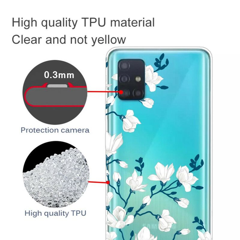 Kryt Samsung Galaxy A71 Biele Kvety