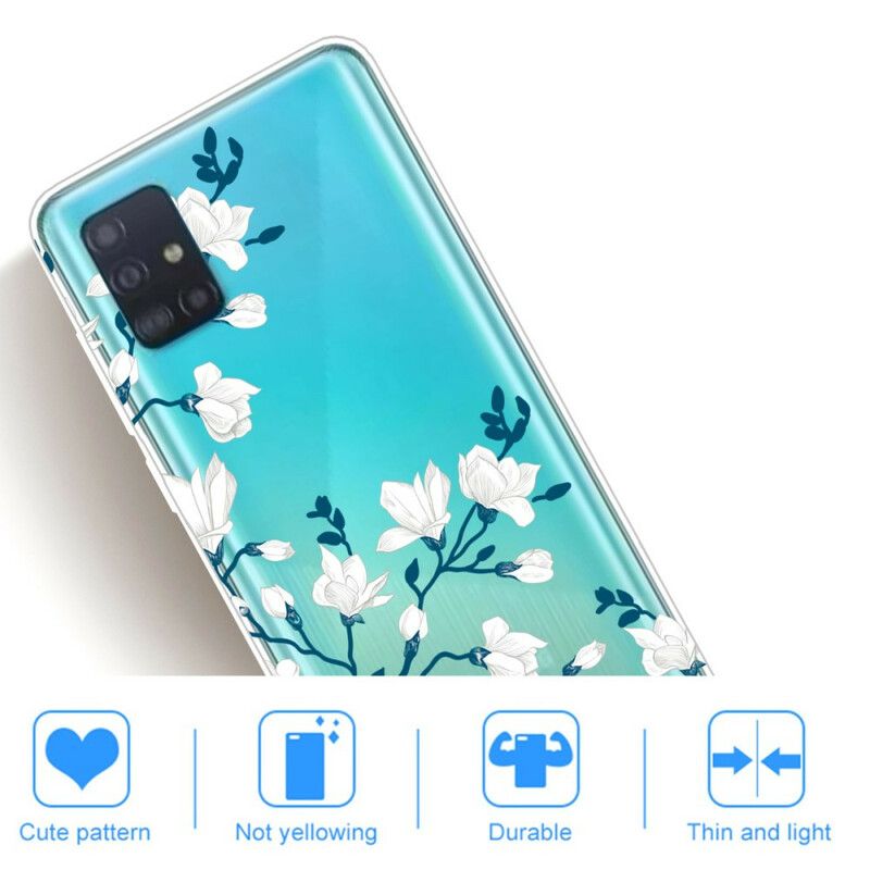 Kryt Samsung Galaxy A71 Biele Kvety