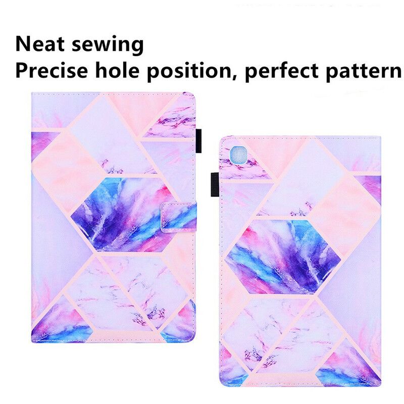 Kožené Puzdro Samsung Galaxy Tab A7 Lite Dizajn Mramorovej Geometrie